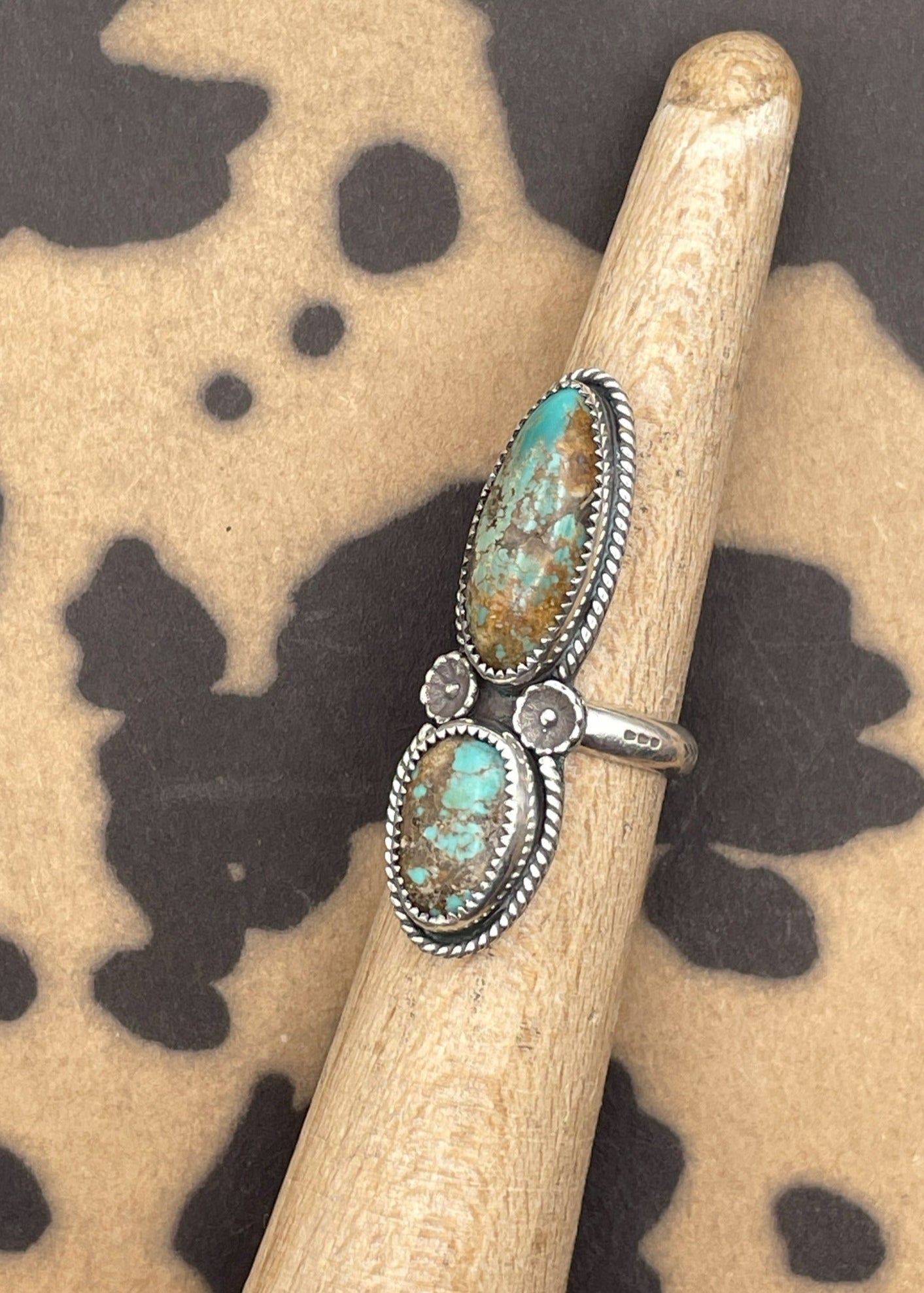 Sterling Silver Double Stone Turquoise Ring
