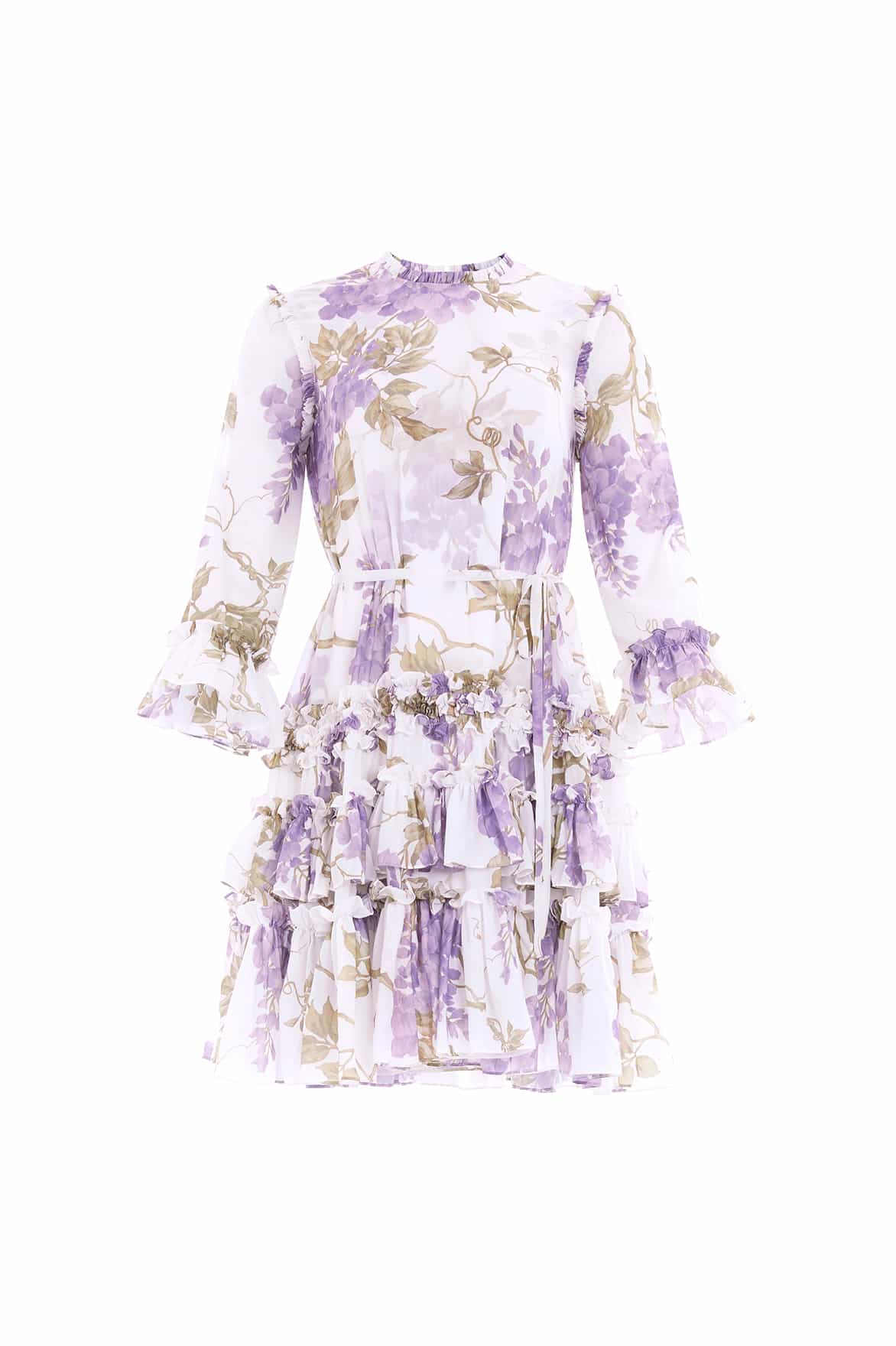 Wisteria Chiffon Round Neck Mini Dress