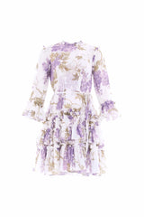 Wisteria Chiffon Round Neck Mini Dress