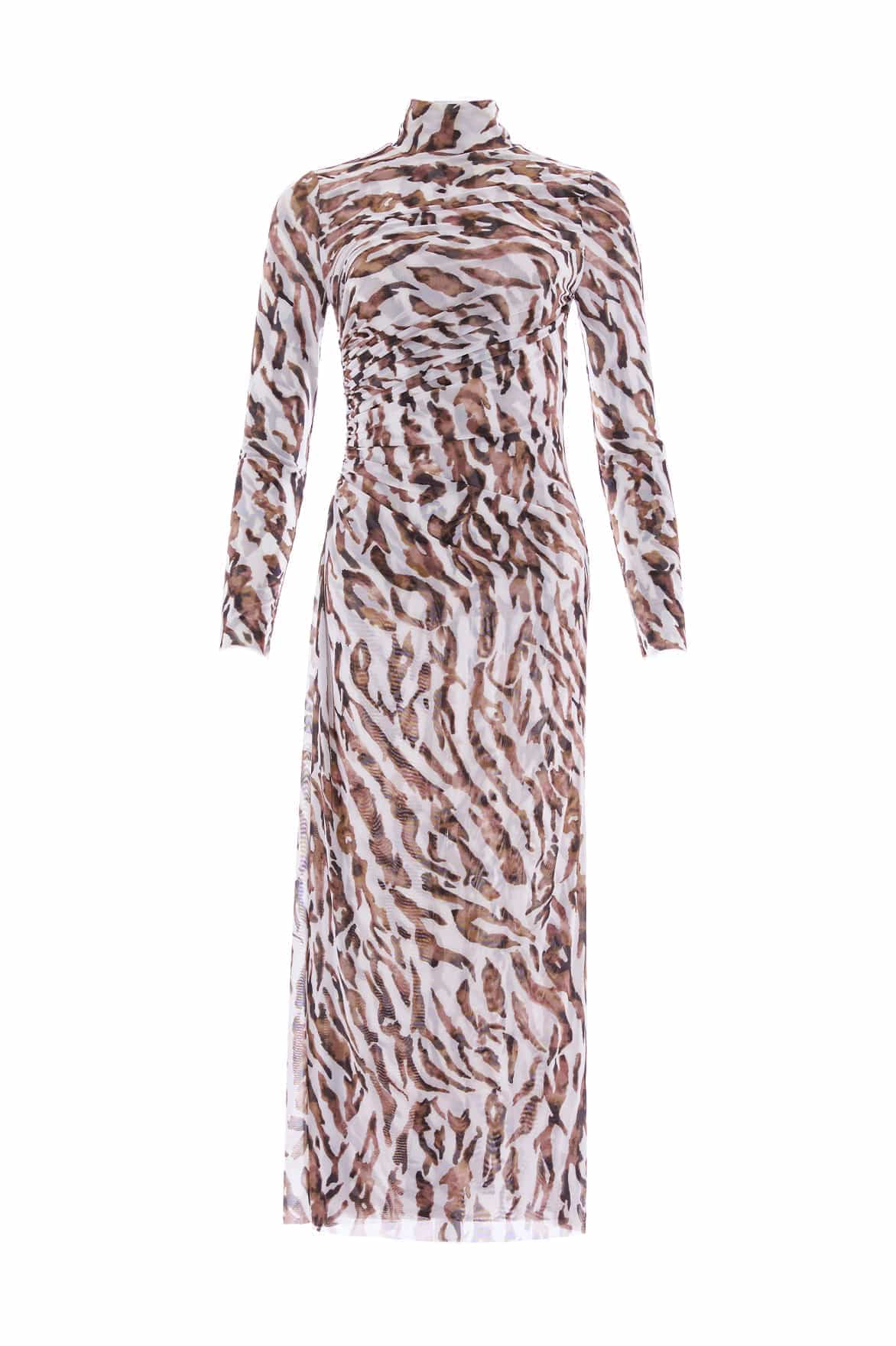 Zebra Turtleneck Ankle Gown